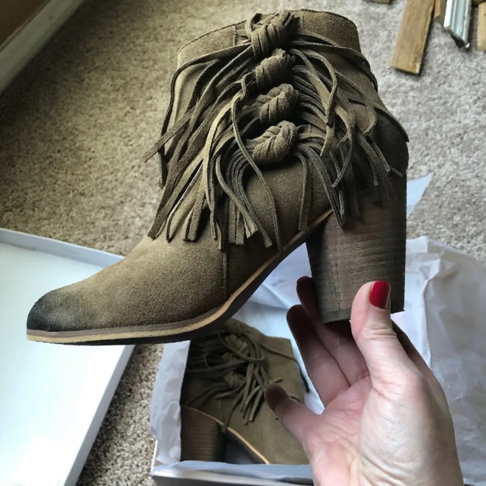 B.P. Talton Brown Fringe Ankle Boots